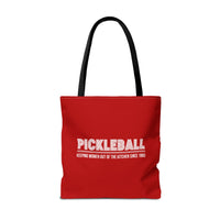 Load image into Gallery viewer, "Pickleball Keeping Women Out Of The Kitchen Since 1965" 1 - Canvas Tote 18" x 18" - PERSONALIZED