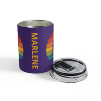 Load image into Gallery viewer, "Pickleball Paddle Ball Retro Circle" 2 - Tumbler 10oz - PERSONALIZED