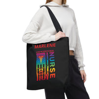 Load image into Gallery viewer, "Nurse Live Love Heal" 2 - Canvas Tote 18" x 18" - PERSONALIZED