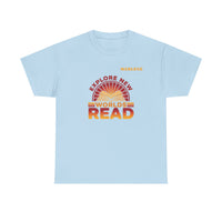 Load image into Gallery viewer, "Explore New Worlds READ" - Gildan 5000 Heavy Cotton Tee - PERSONALIZED