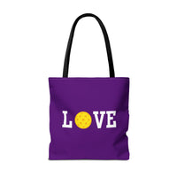 Load image into Gallery viewer, "LOVE Pickleball" 1 - Yellow - Canvas Tote 18" x 18" - PERSONALIZED