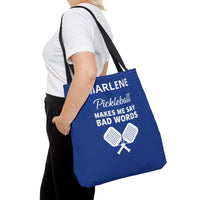 Load image into Gallery viewer, "Pickleball Makes Me Say Bad Words" 1 - Canvas Tote 18" x 18" - PERSONALIZED