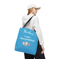 Load image into Gallery viewer, "Can't Pickleball" 4 - I Can't I Have Pickleball - Canvas Tote 18" x 18" - PERSONALIZED
