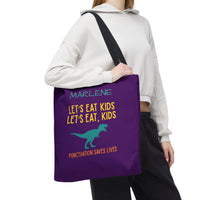 Load image into Gallery viewer, "Let's Eat Kids. Let's Eat, Kids." 1 - Canvas Tote 18" x 18" - PERSONALIZED