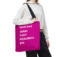 Load image into Gallery viewer, "Can't Pickleball" 3 - Sorry Can't Pickleball Bye - Canvas Tote 18" x 18" - PERSONALIZED