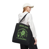 Load image into Gallery viewer, "It's A Good Day To Play Pickleball" 5 - Canvas Tote 18" x 18" - PERSONALIZED