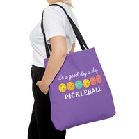 Load image into Gallery viewer, "It's A Good Day To Play Pickleball" 3 - Canvas Tote 18" x 18"