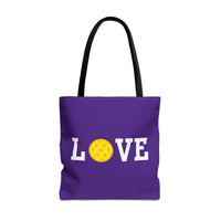 Load image into Gallery viewer, "LOVE Pickleball" 1 - Yellow - Canvas Tote 18" x 18"