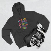 Load image into Gallery viewer, "Kindness Equality Inclusion Diversity Love" 1 - Lane Seven LS14001 Premium Hooded Sweatshirt