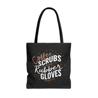 Load image into Gallery viewer, "Coffee Scrubs &amp; Rubber Gloves" 8 - Canvas Tote 18" x 18"
