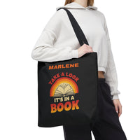 Load image into Gallery viewer, "Take a Look. It's In a Book" - Canvas Tote 18" x 18" - PERSONALIZED