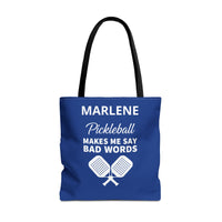 Load image into Gallery viewer, "Pickleball Makes Me Say Bad Words" 1 - Canvas Tote 18" x 18" - PERSONALIZED