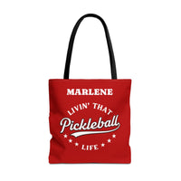 Load image into Gallery viewer, "Livin' That Pickleball Life" 2 - Canvas Tote 18" x 18" - PERSONALIZED