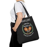 Load image into Gallery viewer, "North Pole Pickleball Club Serving Up Christmas Cheer" 1 - Canvas Tote 18" x 18" - PERSONALIZED