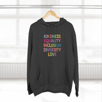 Load image into Gallery viewer, "Kindness Equality Inclusion Diversity Love" 1 - Lane Seven LS14001 Premium Hooded Sweatshirt