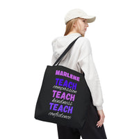 Load image into Gallery viewer, "Teach Compassion. Teach Kindness. Teach Confidence." 1 - Canvas Tote 18" x 18" - PERSONALIZED