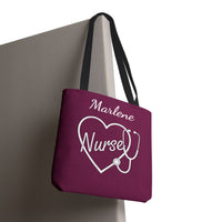Load image into Gallery viewer, "Nurse Heart Stethoscope" 4 - 18" x 18" Canvas Tote - PERSONALIZED
