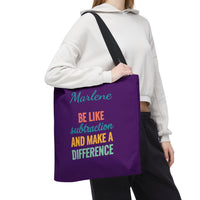 Load image into Gallery viewer, "Be Like Subtraction and Make a Difference" - Canvas Tote 18" x 18" - PERSONALIZED
