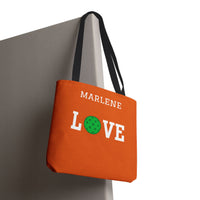 Load image into Gallery viewer, "LOVE Pickleball" 1 - Green - Canvas Tote 18" x 18" - PERSONALIZED