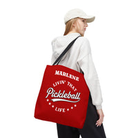 Load image into Gallery viewer, "Livin' That Pickleball Life" 2 - Canvas Tote 18" x 18" - PERSONALIZED