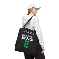 Load image into Gallery viewer, "Check Out My Six Pack" 1 - Canvas Tote 18" x 18" - PERSONALIZED
