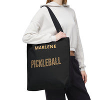 Load image into Gallery viewer, "Pickleball Leopard" 2 - Canvas Tote 18" x 18" - PERSONALIZED