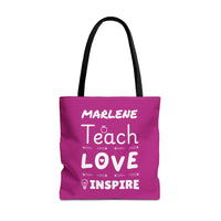 Load image into Gallery viewer, "Teach Love Inspire" 2 - Canvas Tote 18" x 18" - PERSONALIZED