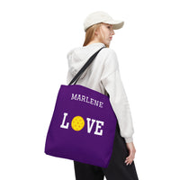 Load image into Gallery viewer, "LOVE Pickleball" 1 - Yellow - Canvas Tote 18" x 18" - PERSONALIZED