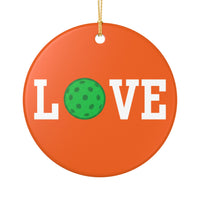 Load image into Gallery viewer, "LOVE Pickleball" 1 Green - 3 Inch Ceramic Ornament Pickleball Gift