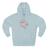 Load image into Gallery viewer, "Kindness Equality Inclusion Diversity Love" 1 - Lane Seven LS14001 Premium Hooded Sweatshirt