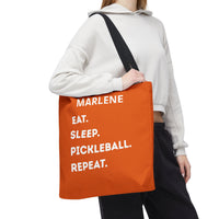 Load image into Gallery viewer, "Eat Sleep Pickleball Repeat" 1 - Canvas Tote 18" x 18" - PERSONALIZED