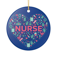 Load image into Gallery viewer, "Nurse" Heart Tools Ceramic Ornament 2 — Single‑Sided Nurse Gift &amp; Stocking Stuffer (Printed on Demand)