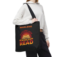 Load image into Gallery viewer, "Explore New Worlds Read" - Canvas Tote 18" x 18" - PERSONALIZED