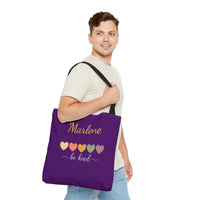 Load image into Gallery viewer, "Be Kind Hearts" 2 - Canvas Tote 18" x 18" - PERSONALIZED