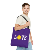 Load image into Gallery viewer, "LOVE Pickleball" 1 - Yellow - Canvas Tote 18" x 18"