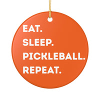Load image into Gallery viewer, "Eat Sleep Pickleball Repeat" 1 - 3 Inch Ceramic Ornament Pickleball Gift