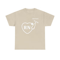 Load image into Gallery viewer, "RN Stethoscope Heart" 1 - Gildan 5000 Heavy Cotton Tee - PERSONALIZED