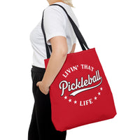 Load image into Gallery viewer, "Livin' That Pickleball Life" 2 - Canvas Tote 18" x 18"