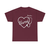 Load image into Gallery viewer, "Nurse Heart Stethoscope" 4 - Gildan 5000 Heavy Cotton Tee - PERSONALIZED