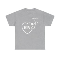 Load image into Gallery viewer, "RN Stethoscope Heart" 1 - Gildan 5000 Heavy Cotton Tee - PERSONALIZED