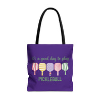 Load image into Gallery viewer, "It's A Good Day To Play Pickleball" 1 - Canvas Tote 18" x 18"