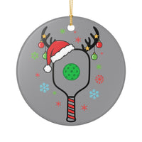Load image into Gallery viewer, "Pickleball Paddle Santa Hat" 1 - 3 Inch Ceramic Ornament Holiday Gift