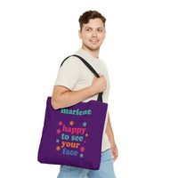 Load image into Gallery viewer, "Happy To See Your Face" 1 - Canvas Tote 18" x 18" - PERSONALIZED