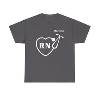 Load image into Gallery viewer, "RN Stethoscope Heart" 1 - Gildan 5000 Heavy Cotton Tee - PERSONALIZED