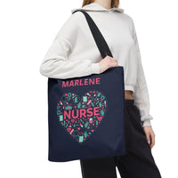 Load image into Gallery viewer, "Nurse Heart Tools" 2 - Canvas Tote 18" x 18" - PERSONALIZED