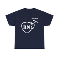 Load image into Gallery viewer, "RN Stethoscope Heart" 1 - Gildan 5000 Heavy Cotton Tee - PERSONALIZED