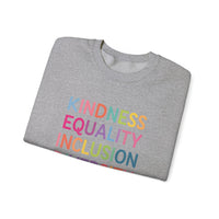 Load image into Gallery viewer, "Kindness Equality Inclusion Diversity Love" 1 - Gildan 18000 Crewneck Sweatshirt