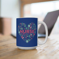 Load image into Gallery viewer, "NURSE" Heart Tools 2 15oz Ceramic Mug, Nurse Gift, Printed On Demand