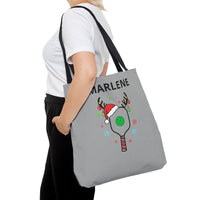 Load image into Gallery viewer, "Pickleball Paddle Santa Hat" 1 - Canvas Tote 18" x 18" - PERSONALIZED