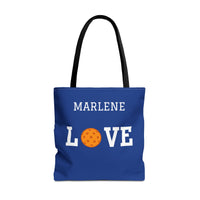 Load image into Gallery viewer, "LOVE Pickleball" 1 - Orange - Canvas Tote 18" x 18" - PERSONALIZED